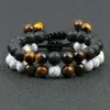 Pulsera de cuentas de piedra natural tejida ajustable con cuentas y adecuado para parejas hombres tigre pulseras de lava joyas de yoga pulsera