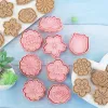Moulds 8pcs/set Flower Shape Cookie Cutters 3D Plastic Biscuit Mold Cookie Stamp DIY Fondant Cake Mould Kitchen Baking Pastry Bakeware