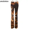 Pantalon féminin Sexy Tiger Print Flare 2024 Automne Fashion Elegant High Taist Casual Pant Y2k