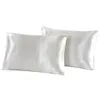 Queen Satin Satin Pillow 2pcs Case pościel poduszka gładka dom biała czarna szara khaki niebo błękitne różowe sliver 240424