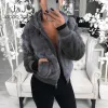 Shirts Jocoo Jolee 2020 Winter Hooded Cropped Coats and Jackets Fluffy Fleece Jackets Faux Fur Coat Teddy Coat Warm Outwear Clothing