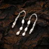 Stud Earrings 925 Sterling Silver Long Tassel Pearl Irregular For Women Minimalist Fashion Elegant Fine Jewelry Drop