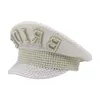 Beretti Cappello per capitano ingioiellato con pesanti paillettes di perle per la sposa Bachelorette Party Hand Beading Wedding Pos Wholesale