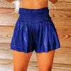 Shorts Women Smocked High Waist Glitter Metallic Flowy Hot Shorts Dance Baggy Shorts