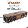 Portable Speakers 20W Wooden Tv Soundbar Bluetooth Speaker Wireless Column Home Theater Bass Stereo Mti-Function Subwoofer With Tf F Dhahk