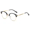 Designer Zonnebril Nieuw bedrijfsronde frame TR90 CRO Anti Blue Light Flat Mirror Male en vrouwelijke Cross Star kan worden afgestemd op Myopia Lens Frame