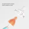 Nettoyer de brosses à biberon en silicone à 3 PCS avec base de rangement à 360 degrés Brosse de tétine propre sans espace mort