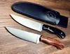 Couteau droit de survie de haute qualité DC53 Pares de point de chute en satin Full Tang Ebonyrosewood Handle Couteaux à lame fixe avec cuir 6276836