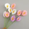 Decoratieve bloemen afgewerkt gehaakte gehaakte kunstmatige calla lelie nep nep single bouquet bruiloft valentijnsdag cadeau huistafel decor