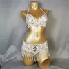 Wear Stage Wear Crystal Belly Dance Bing Belt Cintura da 2 pc set Ladies Dancing Carnival Samba Show Bikini Club Outfit festa