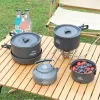 Cookware Camping Cookware Set Aluminium 56 Person Portable Outdoor Table Boary Cookset Cooking Kit Pan Bowl Kettle Pot vandring BBQ Picknick