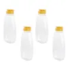 Bouteilles de rangement 4pcs en plastique transparent en plastique miel bouteille de bouteille d'emballage alimentaire avec récipient de confiture de couvercle pour la maison (500 g