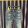 Designerjeans für Herren Modemarke Kürbis Schlanke Beinjeans für Herren Herbst Winter Neue Luxus, gutaussehende, schlanke, fit elastische kleine Beinhosen Modehosen