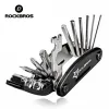 Gereedschappen RockBros 16 In 1 Bike Bicycle Multi Repair Tool Set Kit Hex Spoke Cycle Schroevendraaier Gereedschap Wrench Mountain Cycle Tool Sets Zwart