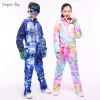 Ensembles de ski de ski pour filles et garçons, éoliennes, étanches, ensembles de snowboard en une seule pièce, sports de plein air, ski, combinaison de neige, C