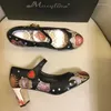 Chaussures habillées talons hauts pompes femme imprime l'automne mary jane rétro dames rond sapato féminino confortable zapatos de mujer