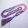 Pendants 8mm Amethyst Rose Quartz Gemstone Tassel 108 Beads Necklace Hipster Trendy Layered Choker Lariat Gift Opera Length