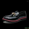 Sapatos casuais designer de couro homens escritórios Bussiness Supomers pretos vestido de noiva italiano masculino macho