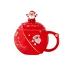 Tasses tasse de Noël céramique avec cuillère à couverture Masse créative de grande capacité Couple de café Boîte cadeau à main en gros