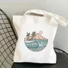 Shoppingväskor Great Wave Bag Shopper Eco Canvas återanvändbar jute Recycle String tyg BOODSCHAPPENTAS SAC TOILE