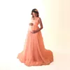 Vestidos de maternidade gestante mulher tiroteio de fotografia múltipla embalagem gaze fina de gaze longa Party Party Baby Shower Photography Props Roupas q240427