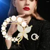 Broszki luksusowa broszka dla damskiej mody okrągłe perły motyl z cyrkon inkrustowane szpilki