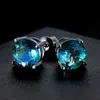 Stud Red Green Crystal Round Stone Stud Earrings For Women Men Wedding Jewelry Mystic Rainbow Fire Blue Green Zircon Double Earrings d240426