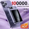 Bank 100000mah Portable MacSafe Magnetic Power Bank Fast Wireless Charger för iPhone 12 13 14 Pro Max Externt Auxiliary Battery Pack