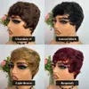 Synthetic Wigs Short human hair wig Pixie Cut straight perque bresillierne black womens machine made with bangs cheap adhesive free Q240427