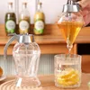 Dinnerware Liquid Dispenser Elegant Diamond-shaped Glass Honey With Stainless Steel Cover Leakproof Syrup Vinegar For Kitchen