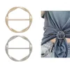 Brooches Fashion Metal Round Circle Clip Buckle Clothing Wrap Holder Silk Scarf T-shirt Tie Female Ornament Wholesale