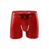 Bravani aperti con tastiera aperta sexy uomini finto boxer in pelle pantaloncini bianche nere buerotic gamba lunga uomo hombre jockstrap