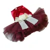 Vêtements de chien en dentelle rouge robe robes de mode fleur de mode petit vêtements chat mignon jupe tutu douce traction boucle