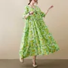 Vestidos de maternidade vestidos de verão verdes de maternidade manga curta moda moda moda floral vestido de chiffon vestido de gravidez de tamanho grande vestido de mulher