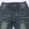 Damesjeans vintage laars gesneden flare broek denim klinkmetaal decoratie bedroefd strak blauw lage stijging mager voor vrouwen y2k high street