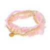 Beaded Fashionable Pink Rose Quartz Bead Bracelet Natural Stone Cat Eye Crystal Rhodochrosite Elastic Womens Yoga Party Jewelry