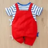 Rompers Summer Fashion Baby Jumpsuitショートスリーブ偽の2ピースサメの男の子と女の子JumpSuitl24f