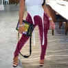 Pantalon féminin automne hiver cuir en cuir brillant sexy slim slim hauteur zipper zipper design femme streetwear streetwear fashion crayon pantalon