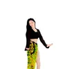 Stage Wear Belly Dance Costume Drama Black Silk Long Sleeve Paillin Performance voor beginners Skinny High Elastic Practice