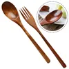 Forks Noodles Wooden Fork And Spoon Spoons Delicate Appetizer Eating Table Ergonomic Salad Dessert Mixing Tableware