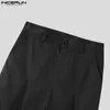 Herrbyxor män mesh lapptäcke knapp lös transparent mode raka byxor streetwear 2024 casual pantalon s-5xl incerun