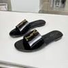 Y+5+L Slippers Designer Sandaler Kvinnor Slides 2024 Summer New Fashion Luxury Flat Slides äkta läder Mid Heel Slides High Quality Designer Shoes EU35-43