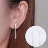 Boucles d'oreilles SMJE REAL 925 STERLING Silver Simple Bar pour les femmes Long Stick Stick Géométrie en gros Brincos Bijou