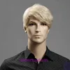 New fashion trend mens wig temperament short hair slanted bangs handsome head cover