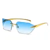 Designer zonnebril 6080 Frameloze gebogen lenzen luxueuze en lichte luxe heren zonnebrillen 2024 modieuze gebogen lenzen zonnebril