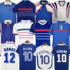 1998 French Classic Vintage Jersey 1982 84 86 88 90 98 00 04 06 Zidane Soccer Jerseys de Foot Mbappe Rezeguet Maillot Desailly Henry Platini rétro Men Kids Football