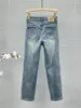 Jeans femminili donne pantalones dritte primavera estate pantaloni 2024 in alto in fila ad alta vita ricamato pantaloni ritagli di denim streetwear