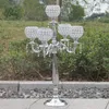 Świecowe uchwyty na najwyższą ocenę 76 cm Wysokość 5-ramą metalowe kandelabry z kryształowymi pendatami błyszczącego srebrnego wykończenia ślubnego