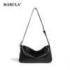 Sacs de soirée Mabula Design Simple Femmes Couleur solide Black Hobo Crossbody Sac Soft Pu Leather décontracté sac à main