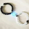 Strands 2ps coordinati Braccialetti coppia da donne uomini luminosi magneti amore amicizia magnetica amicizia bracciata perle bianche nere regalo